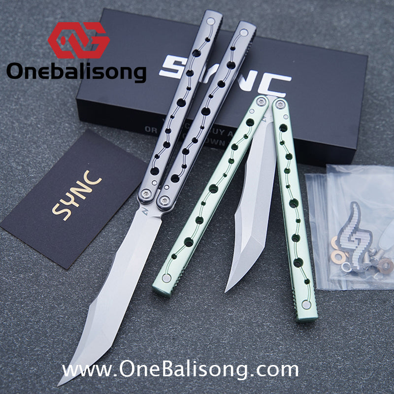 SYNC Ming Balisong Original 7075 Aluminum Alloy Handle Stainless Steel Blade Bushing