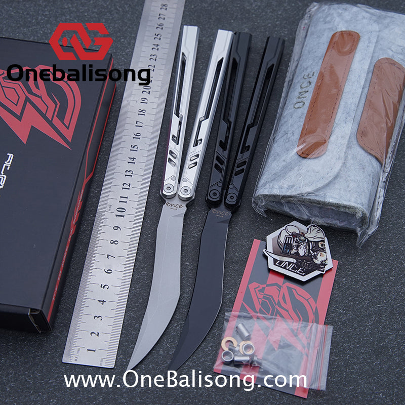 Once Alpha bone Balisong 7075 Aluminum Alloy Handle Stainless Steel Blade Bushings