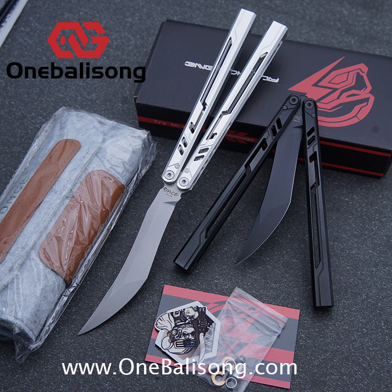 Once Alpha bone Balisong 7075 Aluminum Alloy Handle Stainless Steel Blade Bushings