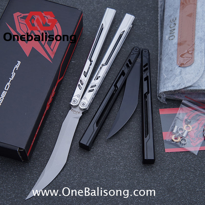 Once Alpha bone Balisong 7075 Aluminum Alloy Handle Stainless Steel Blade Bushings