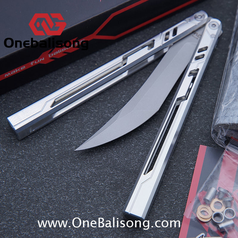 Once Alpha bone Balisong 7075 Aluminum Alloy Handle Stainless Steel Blade Bushings