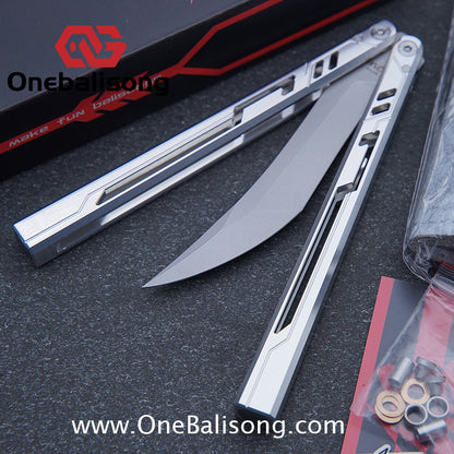 Once Alpha Bone Balisong 7075 Aluminum Alloy Handle Stainless Steel Blade Bushings