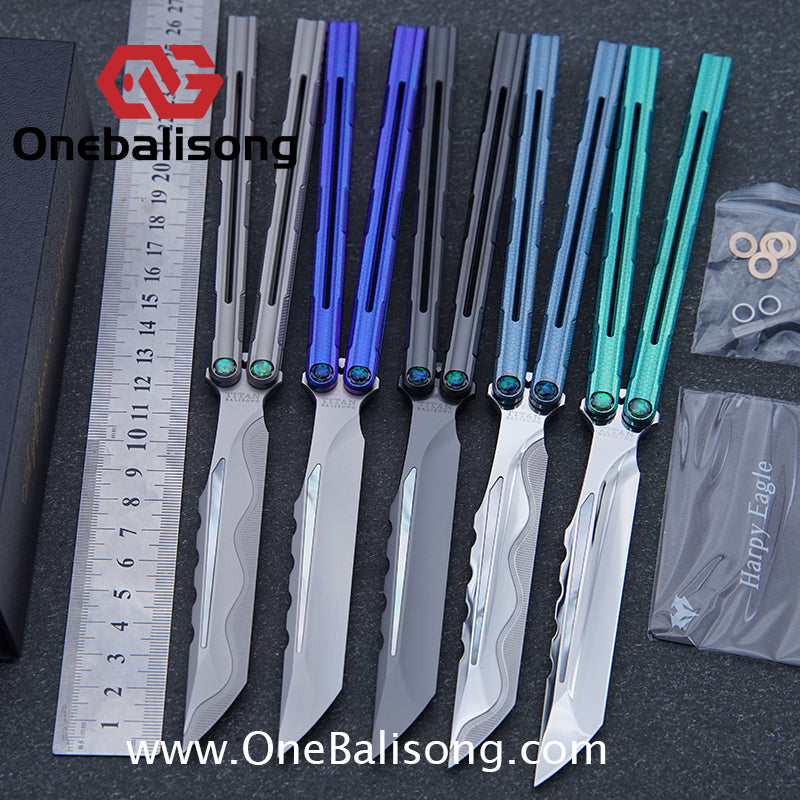 Harpy Eagle Original Balisong TC21 Titanium Alloy Handle M390 Stainless Steel Blade Bushing