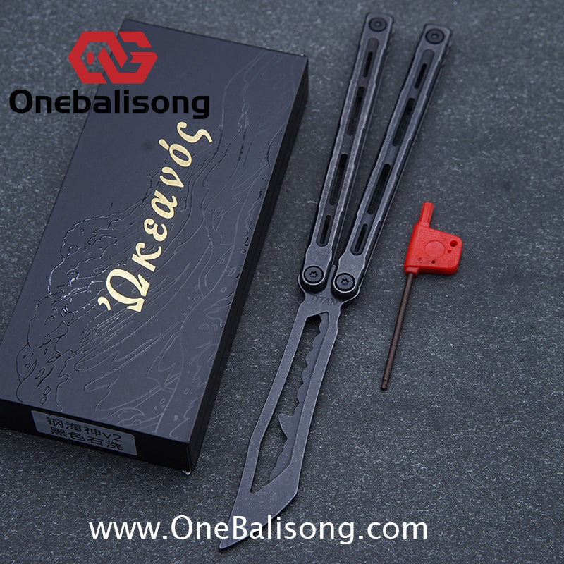 Titan Poseidon Balisong Stainless Steel+Coating Handle Stainless Steel Blade Bushings