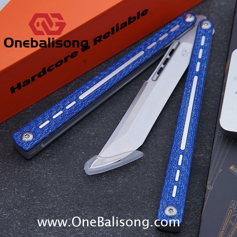 HR H01M Balisong 7075 Aluminium Alloy Integrated lining+Patch Handle 14c28n Stainless Steel Blade Bushing