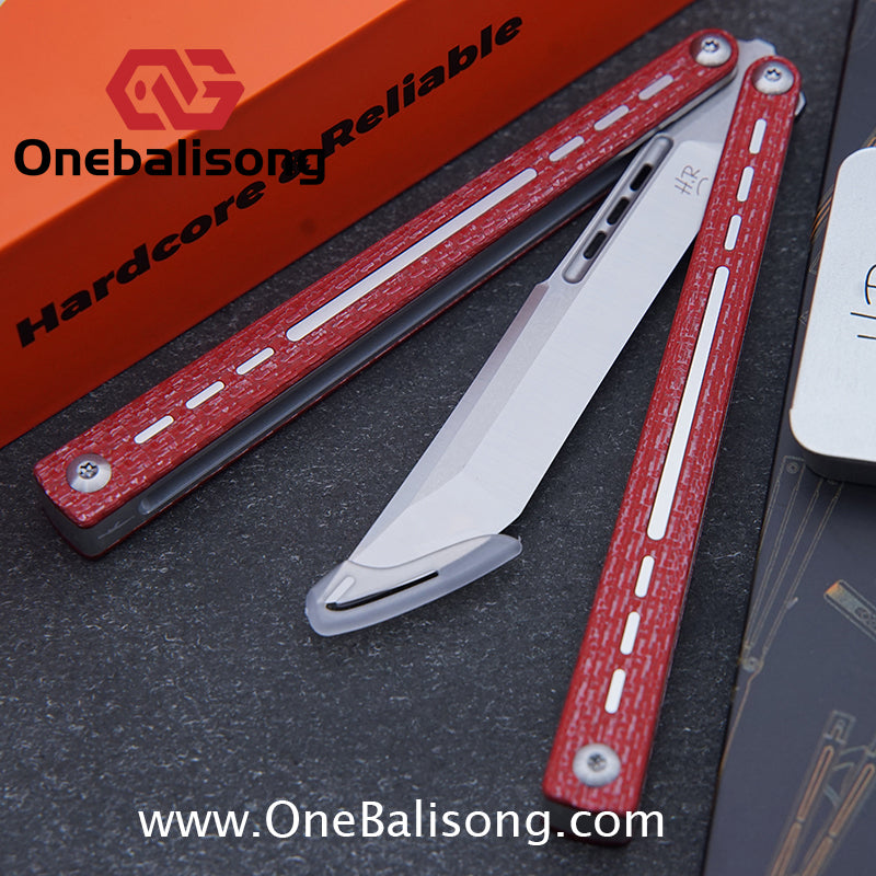 HR H01M Balisong 7075 Aluminium Alloy Integrated lining+Patch Handle 14c28n Stainless Steel Blade Bushing