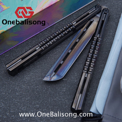 TITUS Mirage Original Balisong TC4 Titanium Alloy Handle 14C28N Stainless Steel Fake Blade Bushing