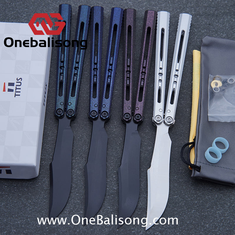TITUS Vixen Ceramic Version Clone Balisong 7075 Aluminum Alloy Handle Stainless Steel Fake Blade Bushing