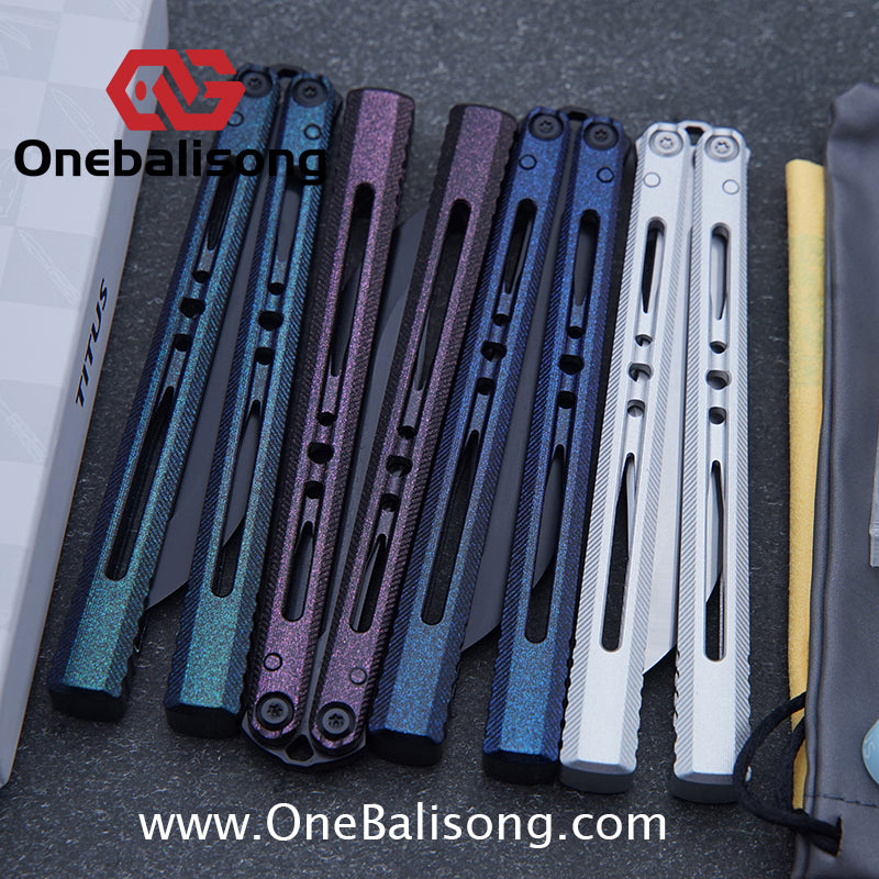 TITUS Vixen Ceramic Version Clone Balisong 7075 Aluminum Alloy Handle Stainless Steel Fake Blade Bushing