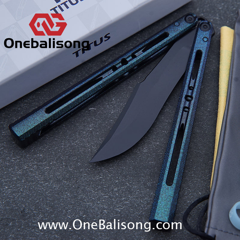 TITUS Vixen Ceramic Version Clone Balisong 7075 Aluminum Alloy Handle Stainless Steel Fake Blade Bushing
