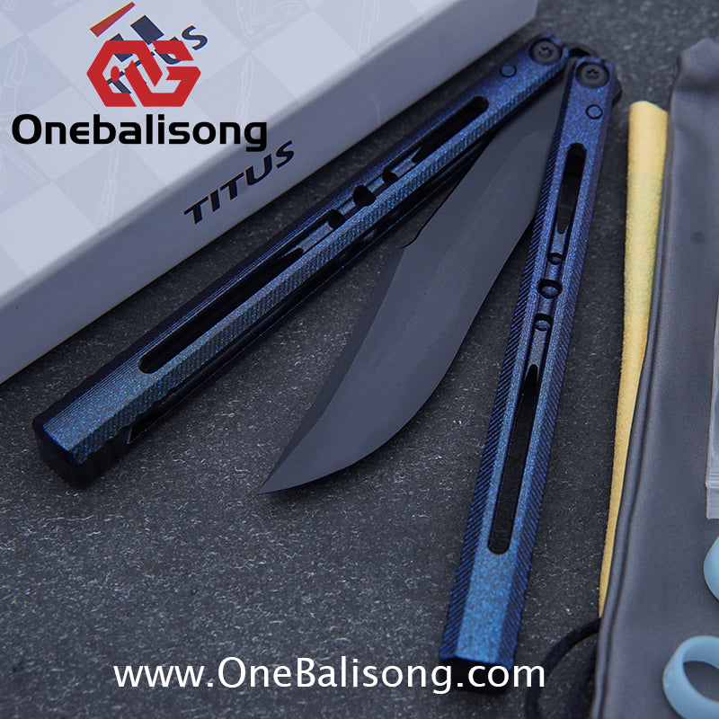 TITUS Vixen Ceramic Version Clone Balisong 7075 Aluminum Alloy Handle Stainless Steel Fake Blade Bushing