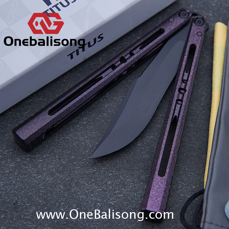 TITUS Vixen Ceramic Version Clone Balisong 7075 Aluminum Alloy Handle Stainless Steel Fake Blade Bushing