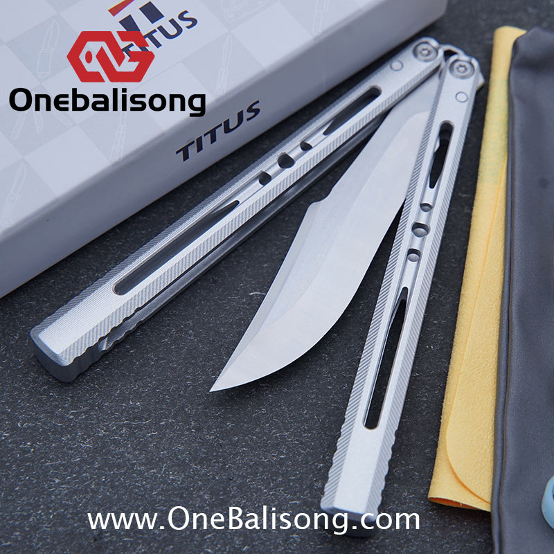 TITUS Vixen Ceramic Version Clone Balisong 7075 Aluminum Alloy Handle Stainless Steel Fake Blade Bushing