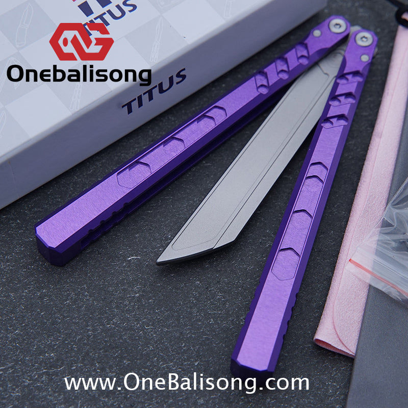 TITUS Hex Balisong Clone 7075 Aviation Aluminum Alloy Handle Stainless Steel Blade Bushing
