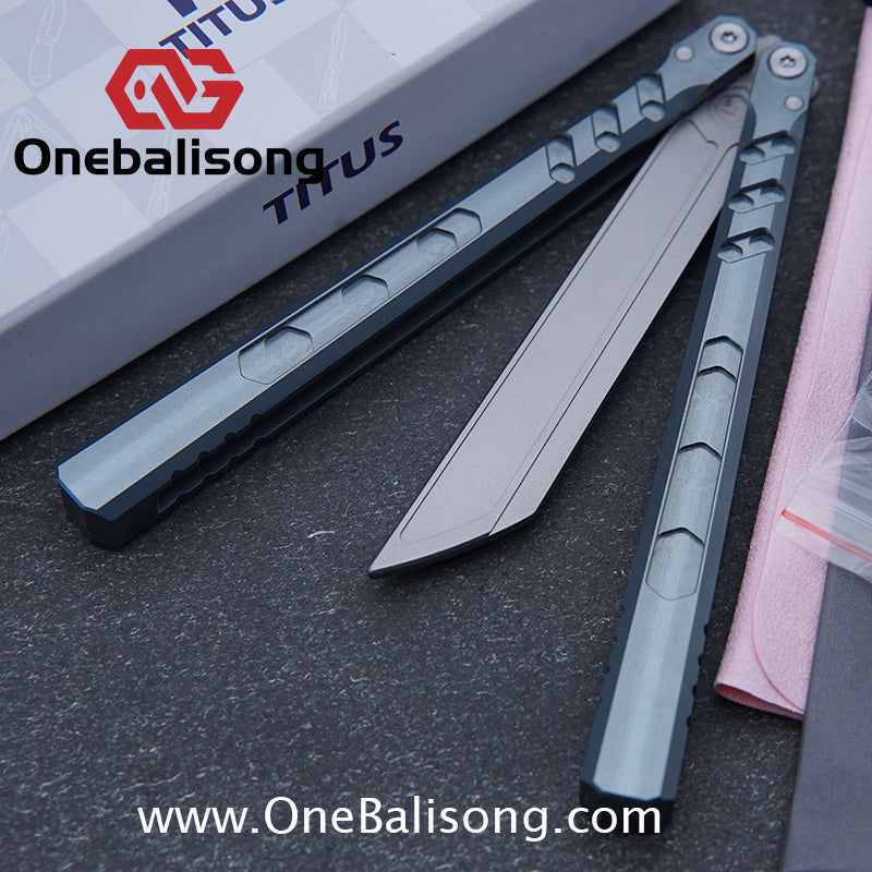 TITUS Hex Balisong Clone 7075 Aviation Aluminum Alloy Handle Stainless Steel Blade Bushing