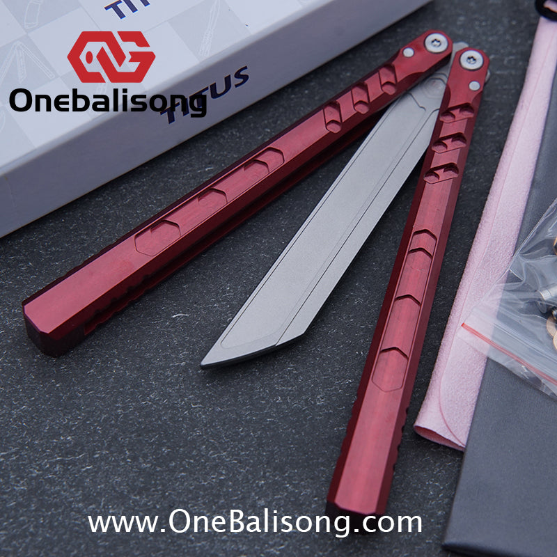TITUS Hex Balisong Clone 7075 Aviation Aluminum Alloy Handle Stainless Steel Blade Bushing
