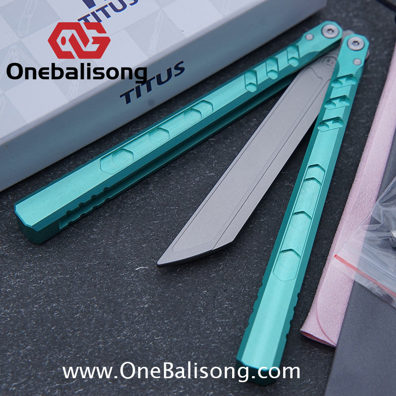 TITUS Hex Balisong Clone 7075 Aviation Aluminum Alloy Handle Stainless Steel Blade Bushing