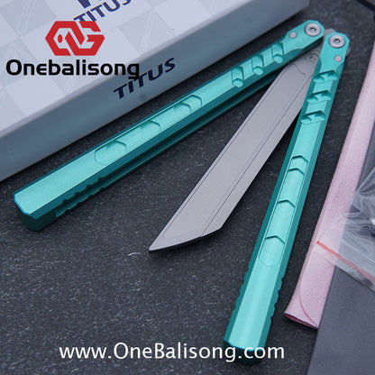 TITUS Hex Balisong Clone 7075 Aviation Aluminum Alloy Handle Stainless Steel Blade Bushing