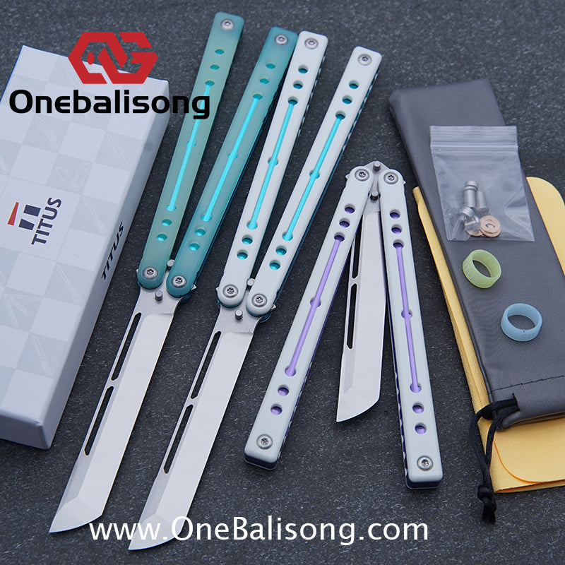 TITUS Nautilus Balisong Clone 7075 Aluminum Alloy+G10 Patch Handle Stainless Steel Fake Blade Bushing