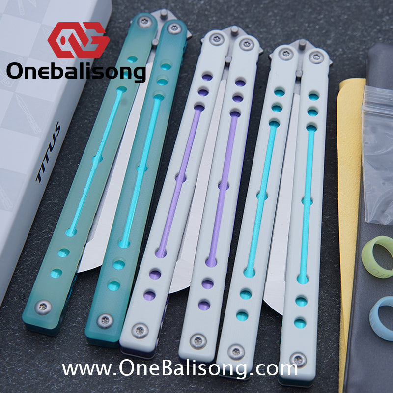 TITUS Nautilus Balisong Clone 7075 Aluminum Alloy+G10 Patch Handle Stainless Steel Fake Blade Bushing