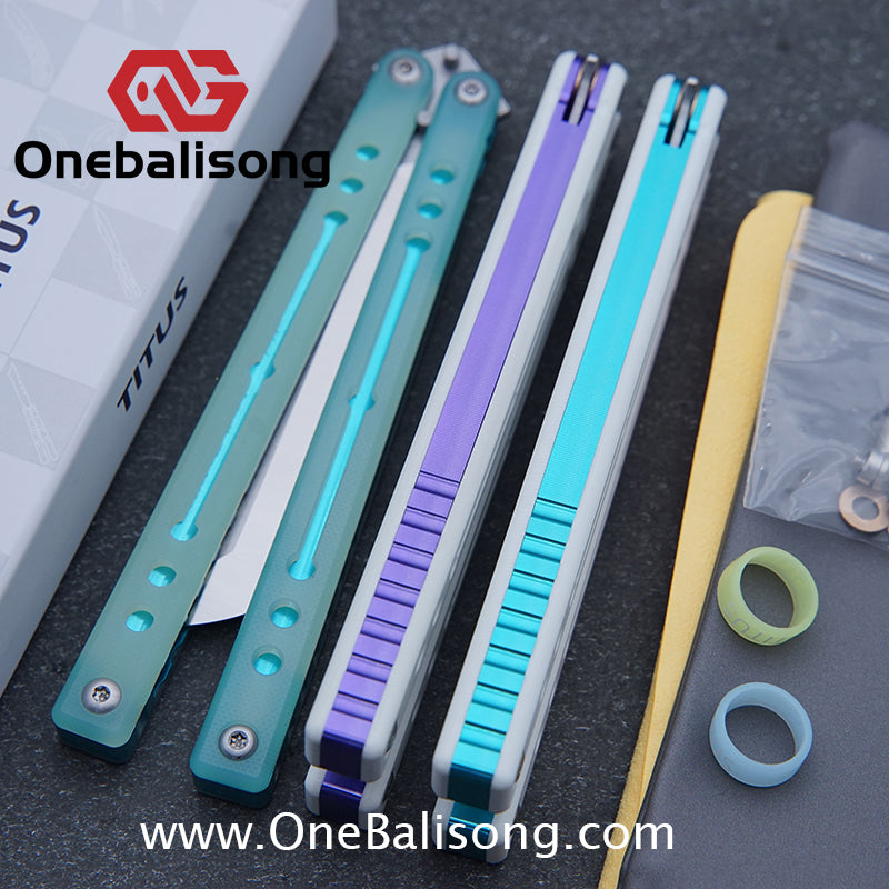 TITUS Nautilus Balisong Clone 7075 Aluminum Alloy+G10 Patch Handle Stainless Steel Fake Blade Bushing