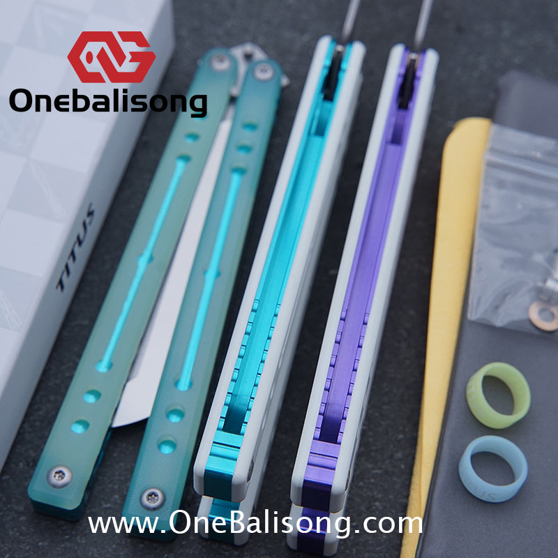 TITUS Nautilus Balisong Clone 7075 Aluminum Alloy+G10 Patch Handle Stainless Steel Fake Blade Bushing