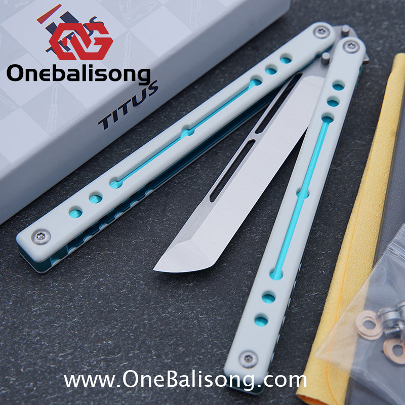 TITUS Nautilus Balisong Clone 7075 Aluminum Alloy+G10 Patch Handle Stainless Steel Fake Blade Bushing