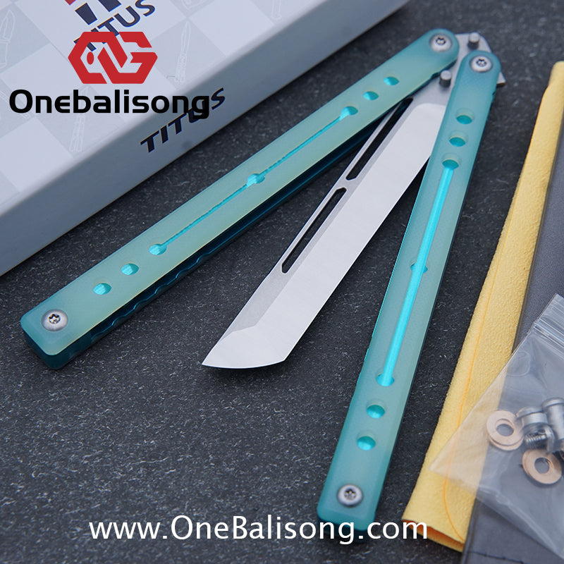 TITUS Nautilus Balisong Clone 7075 Aluminum Alloy+G10 Patch Handle Stainless Steel Fake Blade Bushing