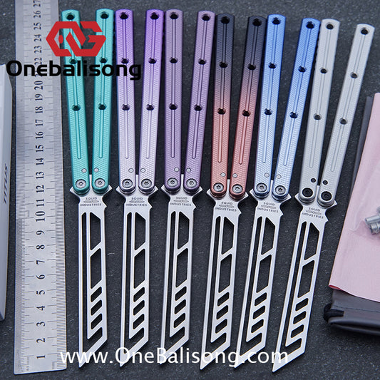 TITUS Side Slot Version Kraken V3 Balisong Clone 7075 Aluminum Alloy Handle 14C28N Stainless Steel Blade Bushing