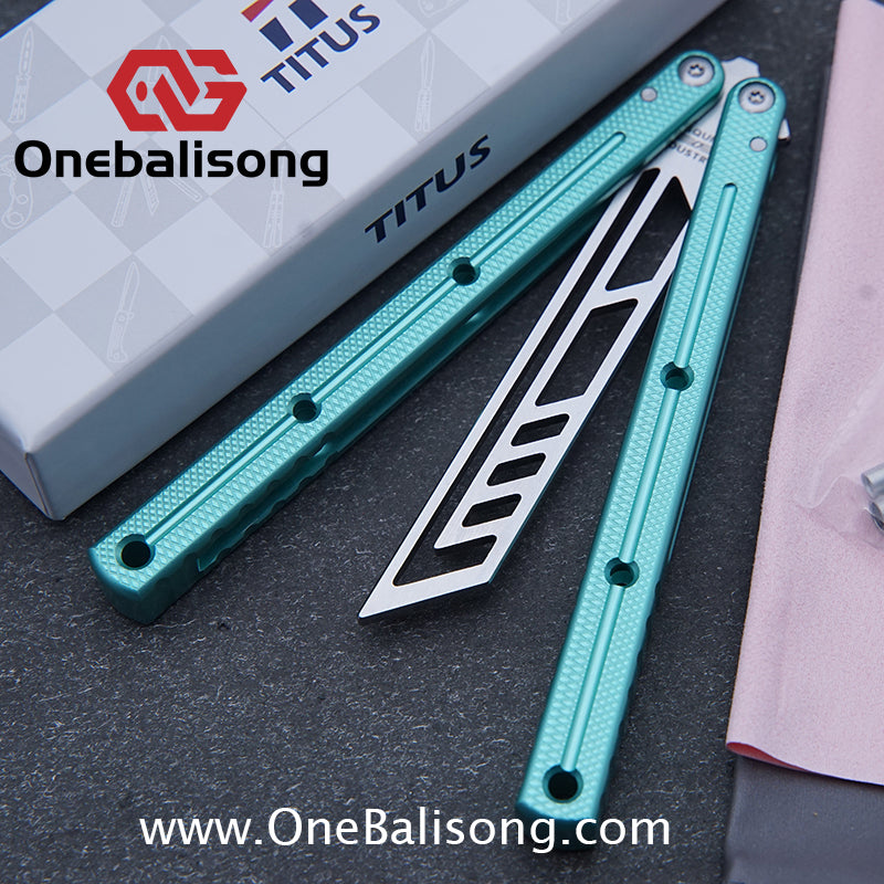 TITUS Side Slot Version Kraken V3 Balisong Clone 7075 Aluminum Alloy Handle 14C28N Stainless Steel Blade Bushing