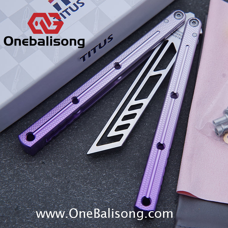 TITUS Side Slot Version Kraken V3 Balisong Clone 7075 Aluminum Alloy Handle 14C28N Stainless Steel Blade Bushing