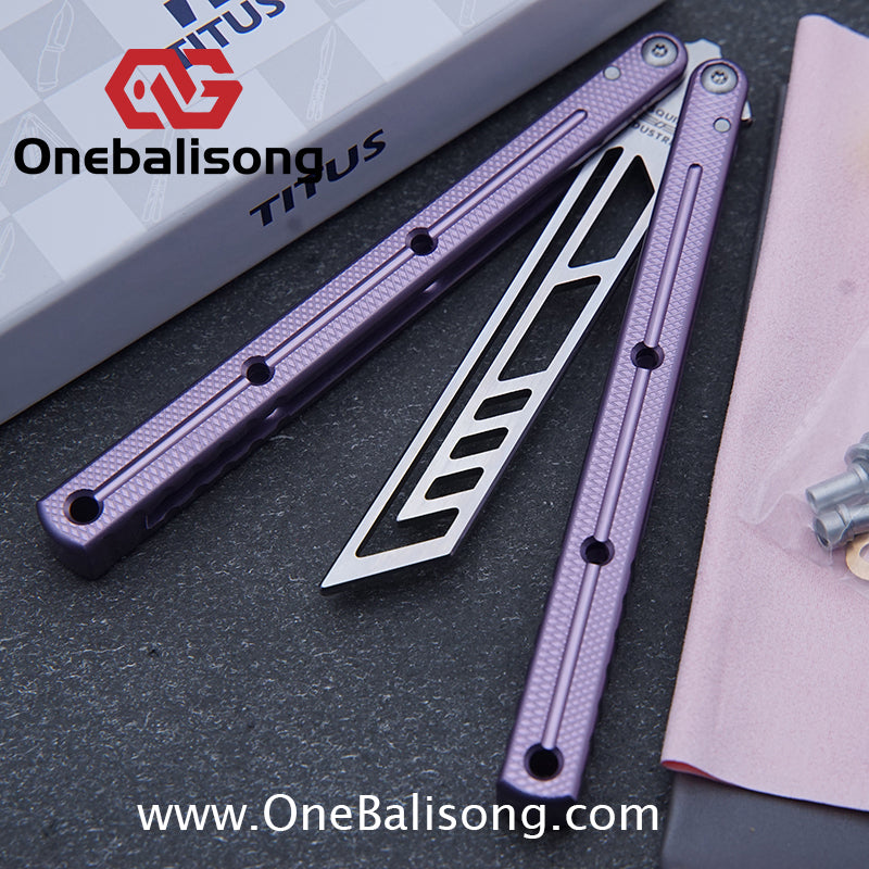 TITUS Side Slot Version Kraken V3 Balisong Clone 7075 Aluminum Alloy Handle 14C28N Stainless Steel Blade Bushing