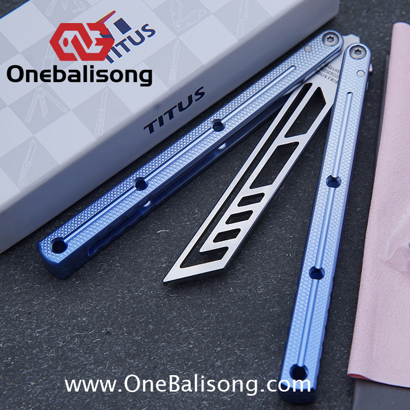 TITUS Side Slot Version Kraken V3 Balisong Clone 7075 Aluminum Alloy Handle 14C28N Stainless Steel Blade Bushing