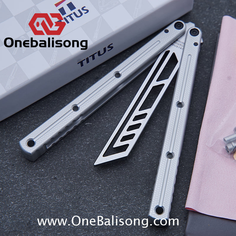 TITUS Side Slot Version Kraken V3 Balisong Clone 7075 Aluminum Alloy Handle 14C28N Stainless Steel Blade Bushing
