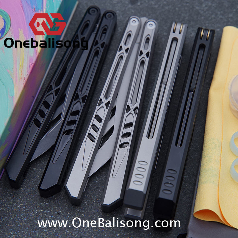 TITUS Chrysalis Original Balisong TC4 Titanium Alloy Handle 14C28N Stainless Steel Fake Blade Bushing