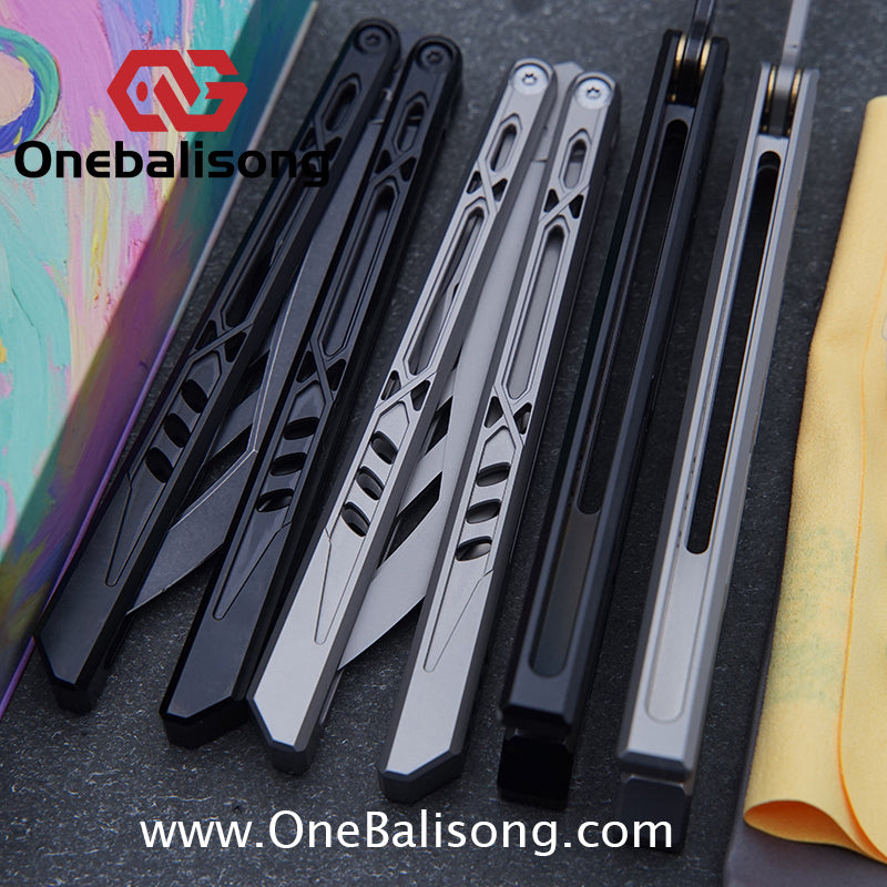 TITUS Chrysalis Original Balisong TC4 Titanium Alloy Handle 14C28N Stainless Steel Fake Blade Bushing