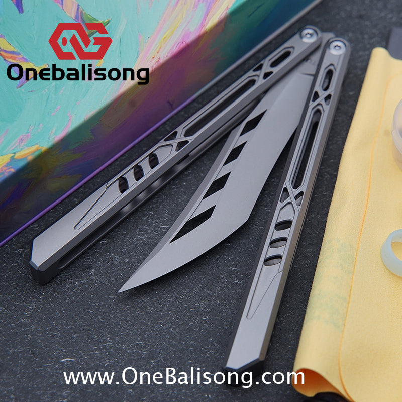 TITUS Chrysalis Original Balisong TC4 Titanium Alloy Handle 14C28N Stainless Steel Fake Blade Bushing