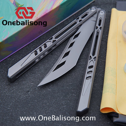 TITUS Morph/Chrysalis Original Balisong TC4 Titanium Alloy Handle 14C28N Stainless Steel Fake Blade Bushing