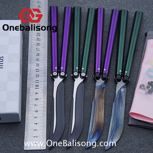 TITUS Corvus Balisong Clone 7075 Aviation Aluminum Alloy Handle 14C28N Stainless Steel Blade Bushing
