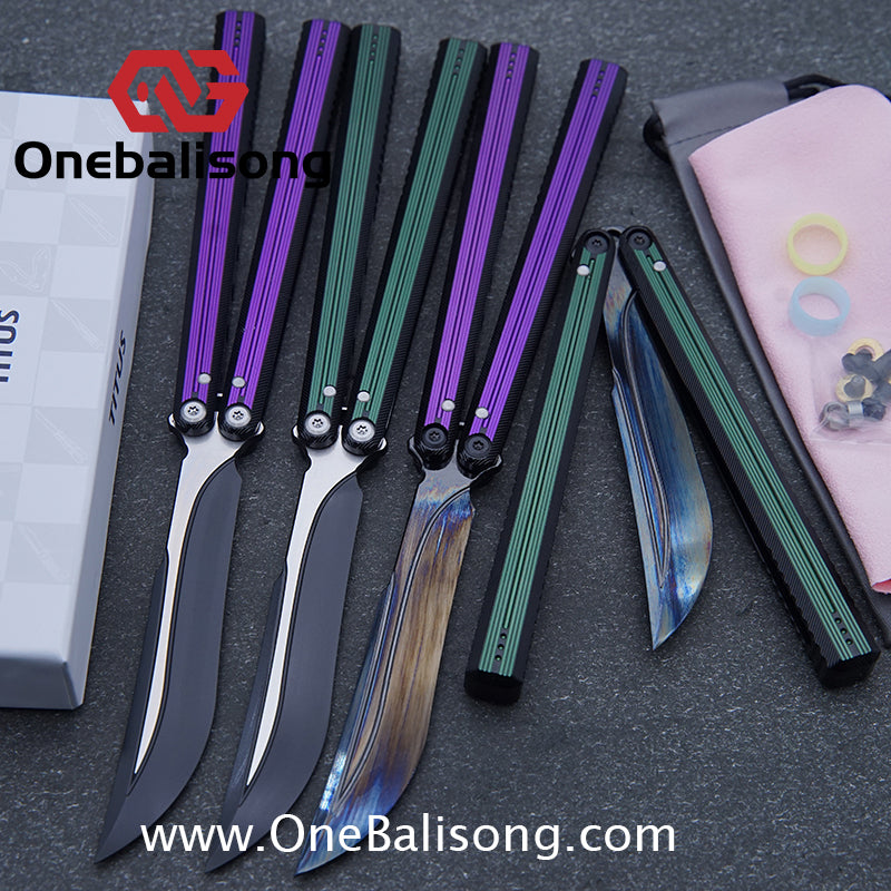 TITUS Corvus Balisong Clone 7075 Aviation Aluminum Alloy Handle 14C28N Stainless Steel Blade Bushing
