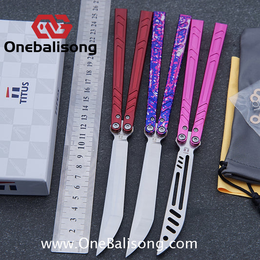 TITUS BB Balisong Clone 7075 Aluminum Alloy Handle 3CR13R Stainless Steel Blade Bushing