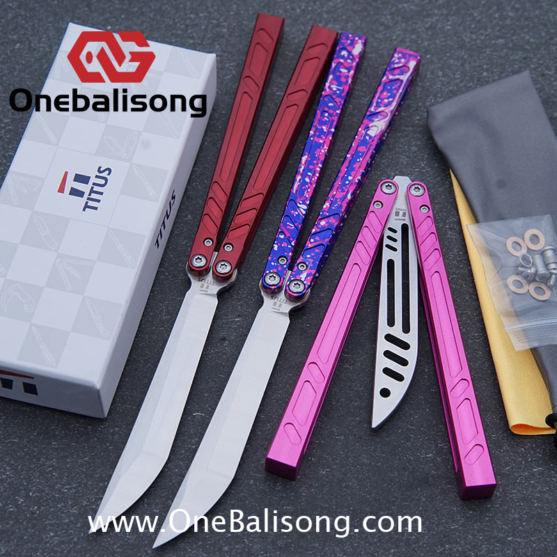 TITUS BB Balisong Clone 7075 Aluminum Alloy Handle 3CR13R Stainless Steel Blade Bushing