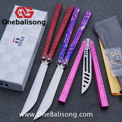TITUS BB Balisong Clone 7075 Aluminum Alloy Handle 3CR13R Stainless Steel Blade Bushing