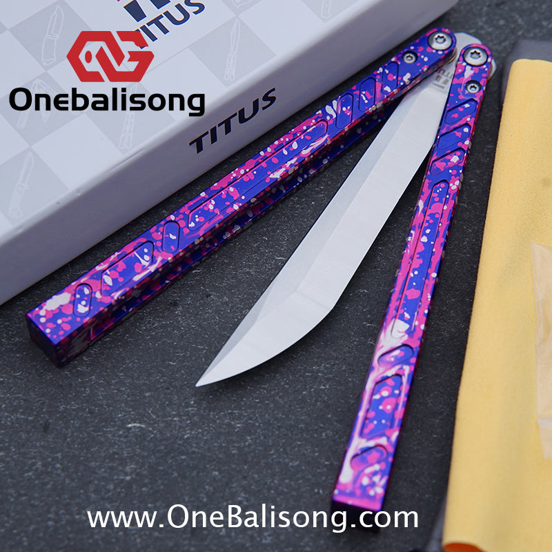 TITUS BB Balisong Clone 7075 Aluminum Alloy Handle 3CR13R Stainless Steel Blade Bushing