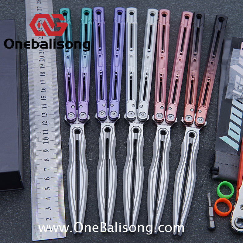 TITUS Aries Original Balisong 7075 Aluminum Alloy Handle 14C28N Stainless Steel Blade Bushing