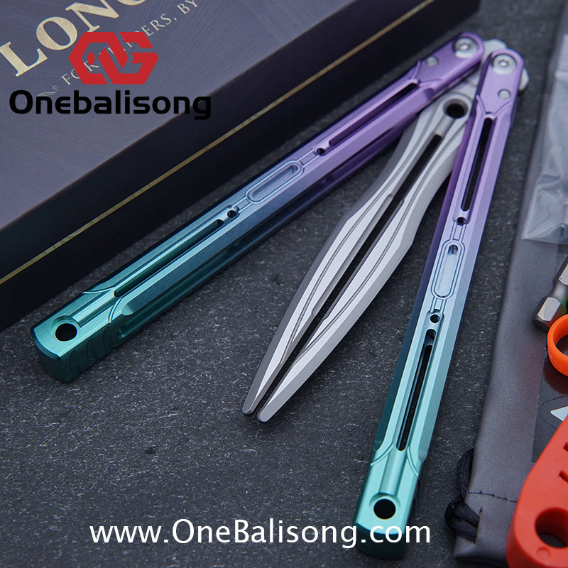 TITUS Aries Original Balisong 7075 Aluminum Alloy Handle 14C28N Stainless Steel Blade Bushing