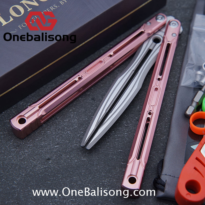 TITUS Aries Original Balisong 7075 Aluminum Alloy Handle 14C28N Stainless Steel Blade Bushing