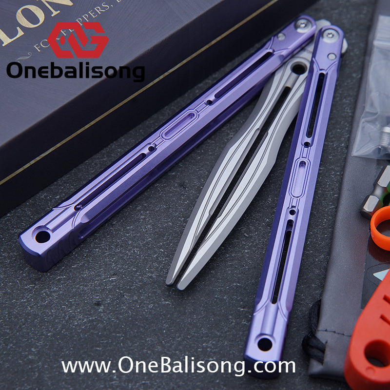 TITUS Aries Original Balisong 7075 Aluminum Alloy Handle 14C28N Stainless Steel Blade Bushing