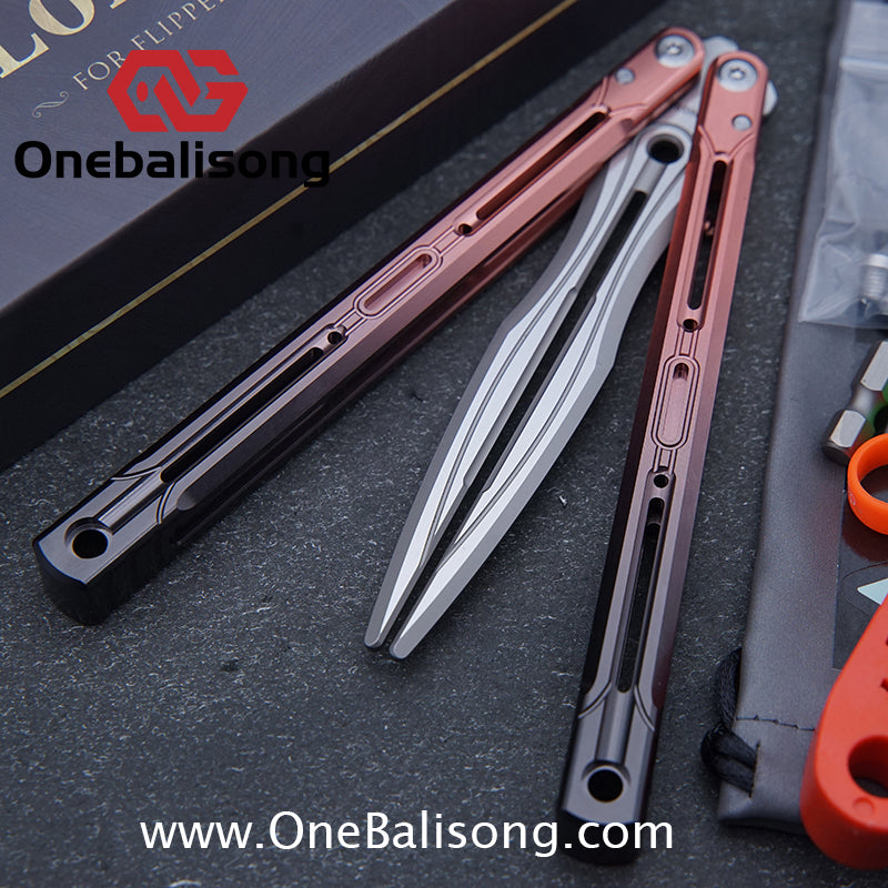 TITUS Aries Original Balisong 7075 Aluminum Alloy Handle 14C28N Stainless Steel Blade Bushing