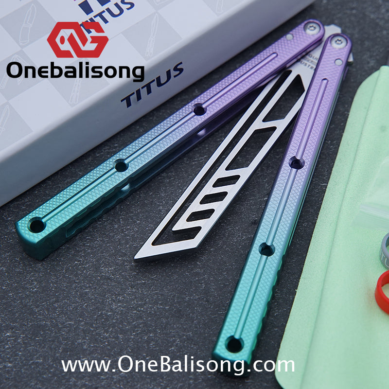 TITUS Kraken V3 Balisong Clone 7075 Aluminum Alloy Handle 14C28N Stainless Steel Blade Bushing